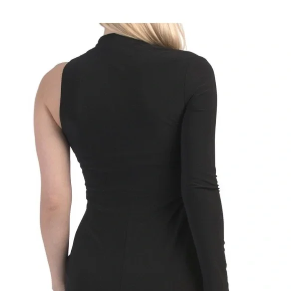 Betsy & Adam Black One-Shoulder Long Sleeve Sheath Dress Size 6 NWT - Picture 5 of 9